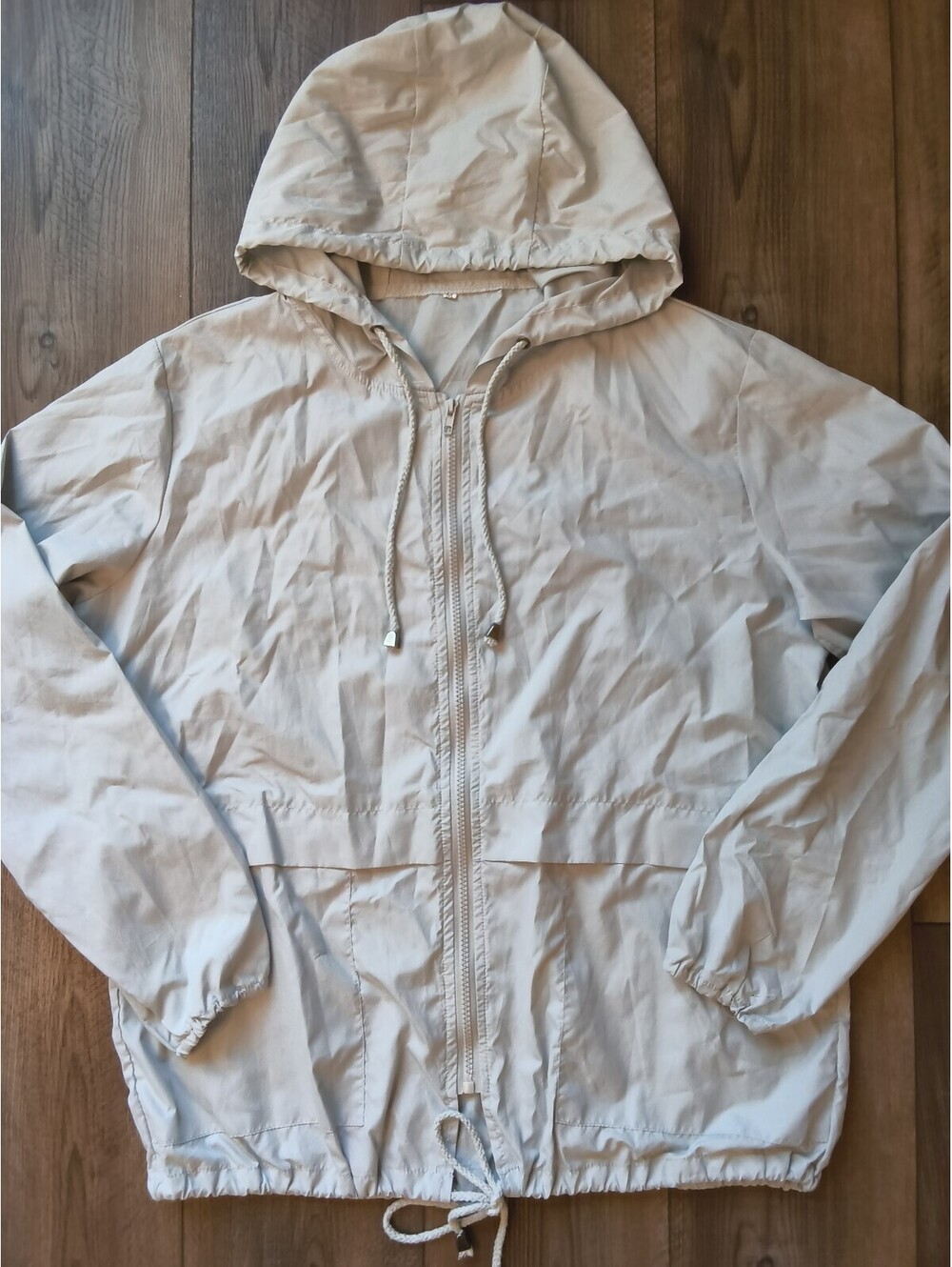 Pesion Grey Lightweight Waterproof Windbreaker Hooded Jacket Y2k Medium